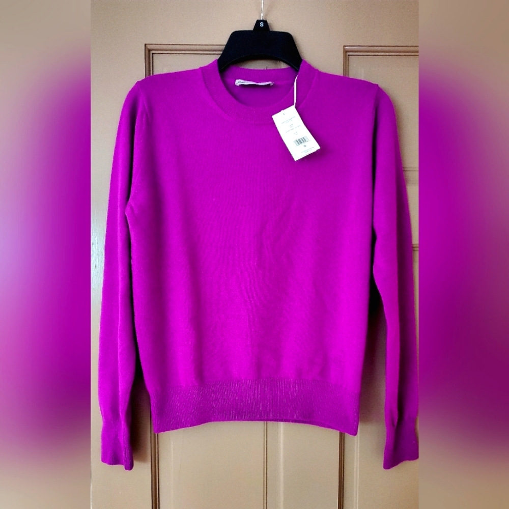 Tory Burch Cashmere Crewneck Sweater Bright Magenta size medium